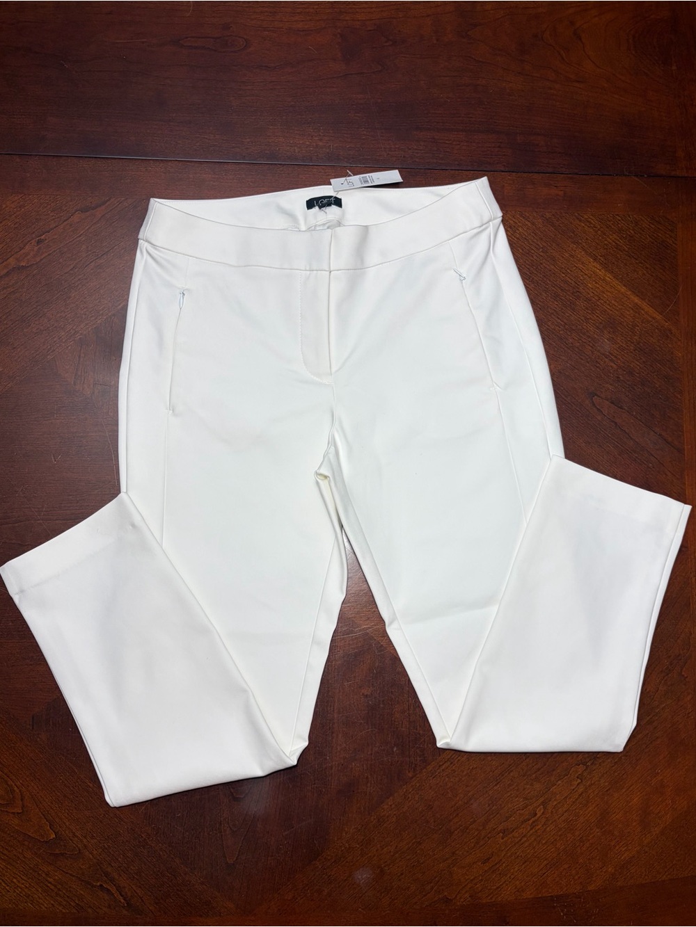 Loft Women's White Stretch Ponte Slim Pants